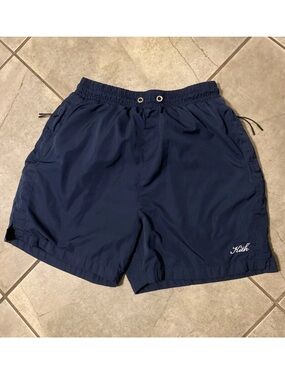 Kith Navy Nylon Swim Trunks Shorts Mesh Lined Men’s Size S Missing Drawstring